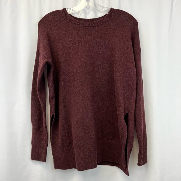 Loft Womens Ann Taylor Pullover Sweater Wine Long Sleeve Crew Neck Tight Knit S - Picture 1 of 10